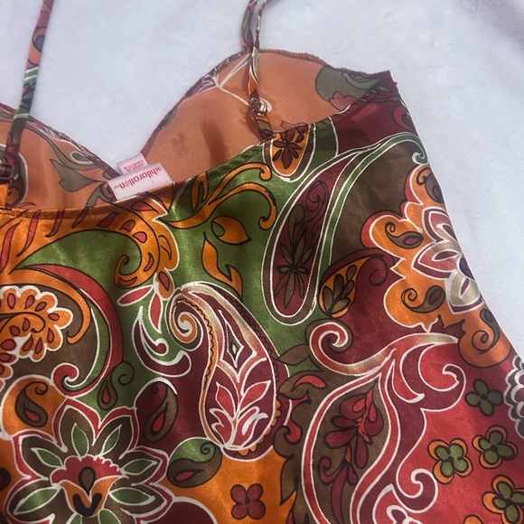 Satin Paisley Vibrant Vintage Y2k Camisole Tank Top Cami - Picture 8 of 9